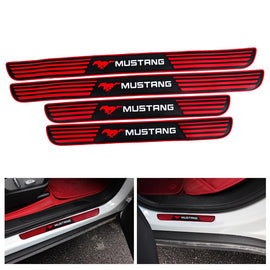 Brand New 4PCS Universal Ford Mustang Red Rubber Car Door Scuff Sill Cover Panel Step Protector V2