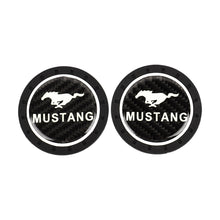 Load image into Gallery viewer, Brand New 2PCS Mustang Glows In The Dark Green Real Carbon Fiber Car Cup Holder Pad Water Cup Slot Non-Slip Mat Universal