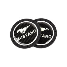 Load image into Gallery viewer, Brand New 2PCS Mustang Glows In The Dark Green Real Carbon Fiber Car Cup Holder Pad Water Cup Slot Non-Slip Mat Universal