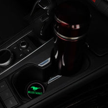Load image into Gallery viewer, Brand New 2PCS Mustang Glows In The Dark Green Real Carbon Fiber Car Cup Holder Pad Water Cup Slot Non-Slip Mat Universal