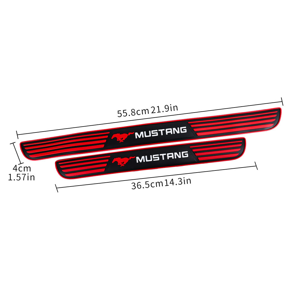 Brand New 4PCS Universal Ford Mustang Red Rubber Car Door Scuff Sill Cover Panel Step Protector V2