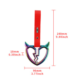 Brand New Devil Broken Heart Neo Chrome JDM TSURIKAWA Ring Subway Train Bus Handle Red Strap Charm Drift