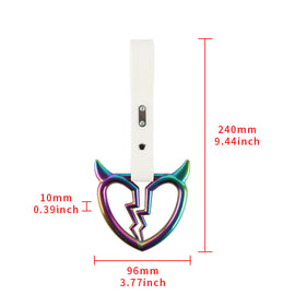 Brand New Devil Broken Heart Neo Chrome JDM TSURIKAWA Ring Subway Train Bus Handle White Strap Charm Drift