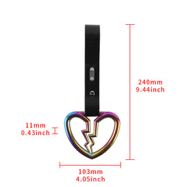 Brand New Broken Heart Neo Chrome JDM TSURIKAWA Ring Subway Train Bus Handle Black Strap Charm Drift