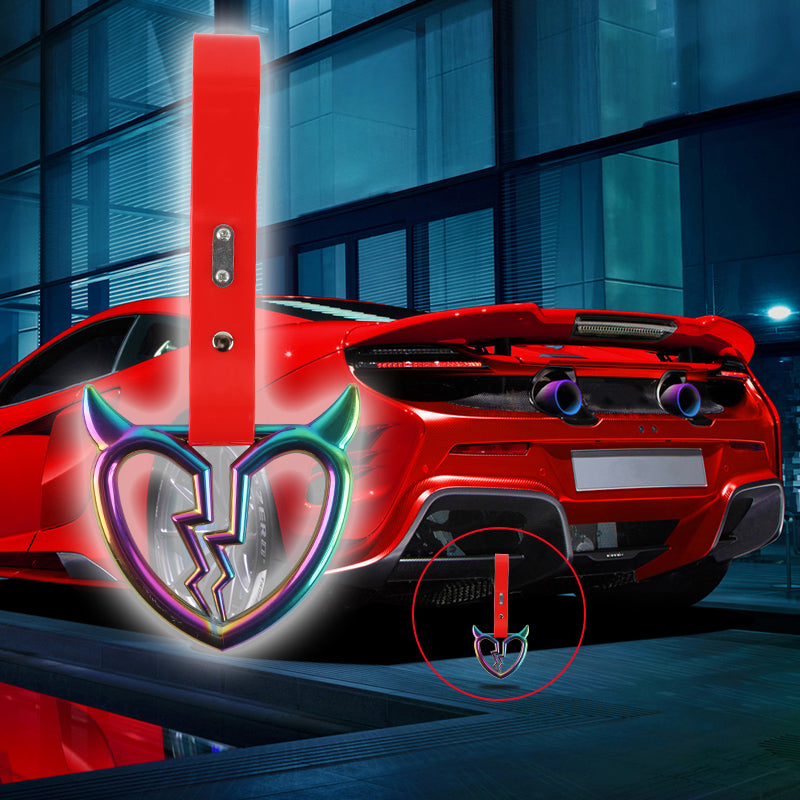Brand New Devil Broken Heart Neo Chrome JDM TSURIKAWA Ring Subway Train Bus Handle Red Strap Charm Drift