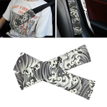 Load image into Gallery viewer, Brand New Universal 2PCS SAKURA Black Wave Fabric Soft Cotton Seat Belt Cover Shoulder Pads