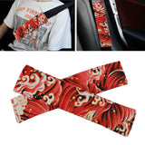Brand New Universal 2PCS SAKURA Red Wave Fabric Soft Cotton Seat Belt Cover Shoulder Pads
