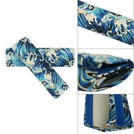 Brand New Universal 2PCS SAKURA Blue Wave Fabric Soft Cotton Seat Belt Cover Shoulder Pads