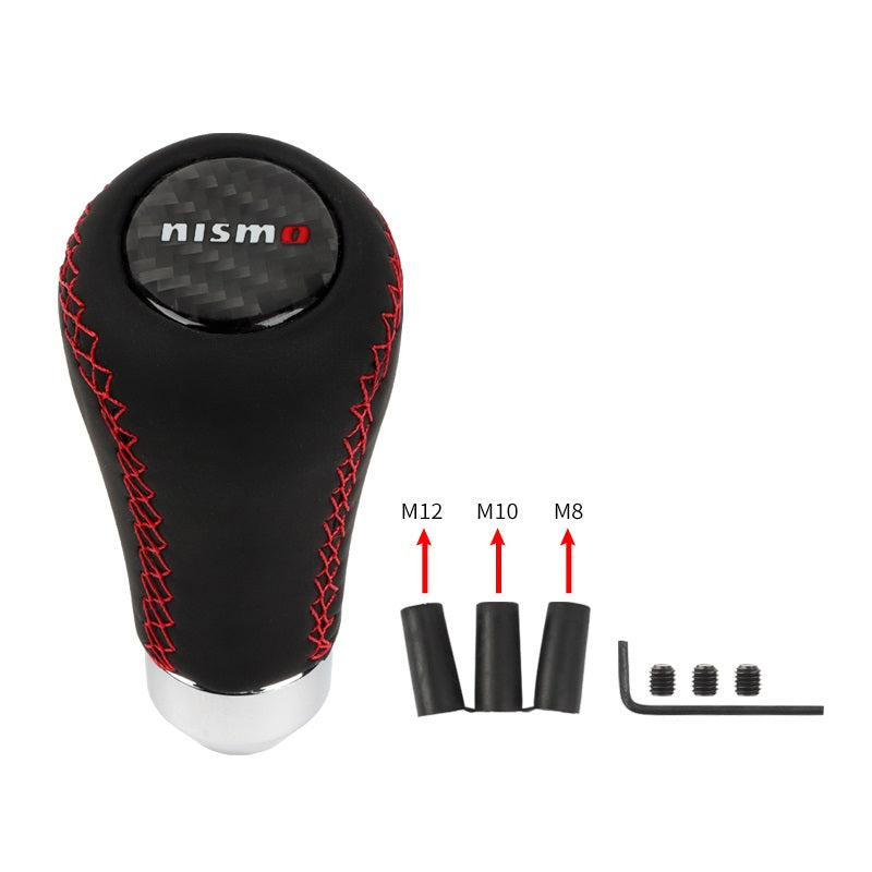 Brand New Universal Nismo Red Stitches Black Leather Manual Car Gear Shift Knob Shifter Lever M8 M10 M12