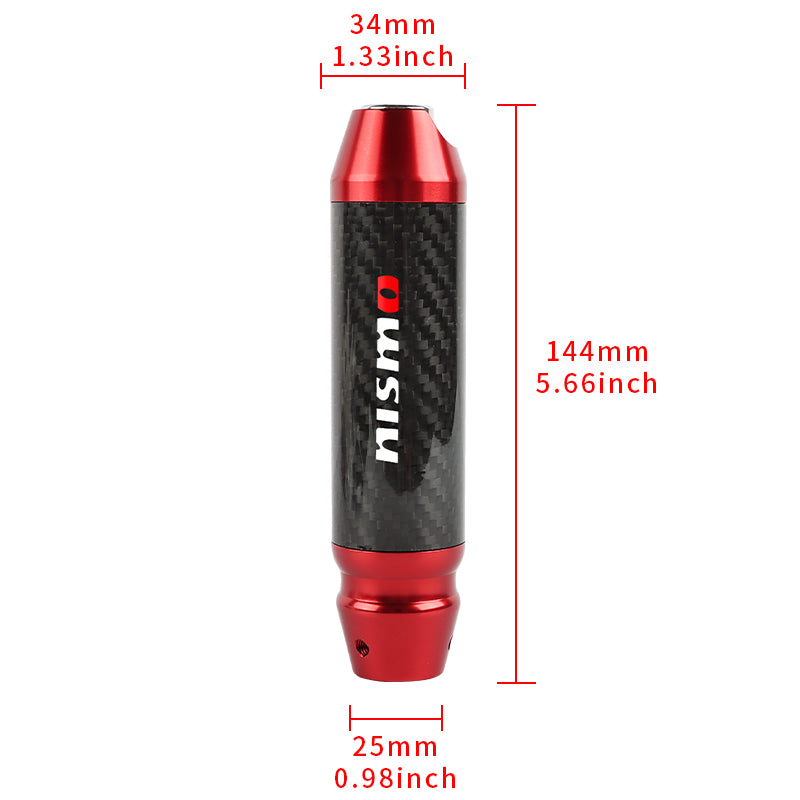 Brand New Nismo Universal Real Carbon Fiber Red Aluminum Automatic Transmission Racing Gear Shift Knob