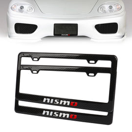 Brand New 2PCS Nismo Real 100% Carbon Fiber License Plate Frame Tag Cover Original 3K With Free Caps
