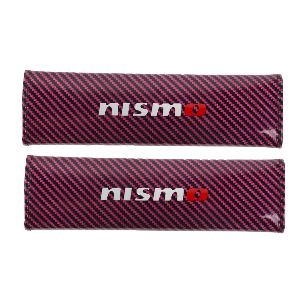 Brand New Universal 2PCS NISMO Hot Pink Carbon Fiber Look Car Seat Belt Covers Shoulder Pad