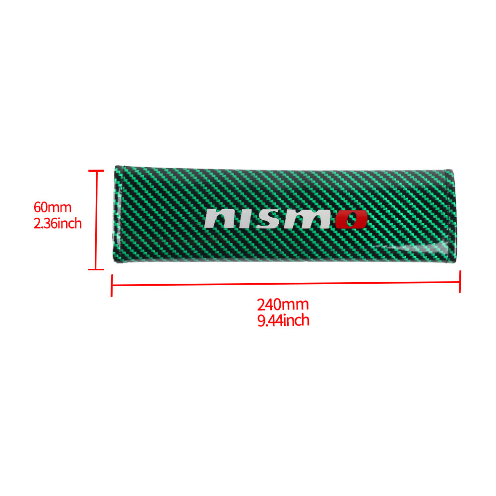 Brand New Universal 2PCS Nismo Green Carbon Fiber Look Car Seat Belt Covers Shoulder Pad