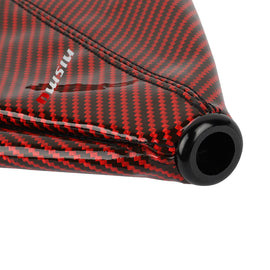 Brand New Universal Nismo Carbon Fiber Red Leather PVC Style Black Stitch Leather Gear Manual Shifter Shift Knob Boot