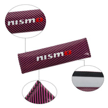 Load image into Gallery viewer, Brand New Universal 2PCS NISMO Hot Pink Carbon Fiber Look Car Seat Belt Covers Shoulder Pad