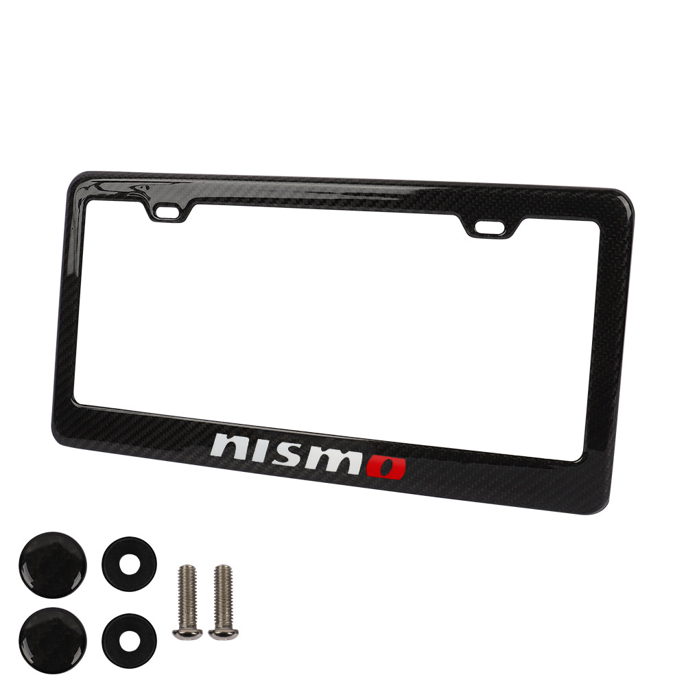 Brand New 1PCS Nismo Real 100% Carbon Fiber License Plate Frame Tag Cover Original 3K With Free Caps