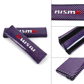 Brand New Universal 2PCS Nismo Purple Carbon Fiber Look Car Seat Belt Covers Shoulder Pad