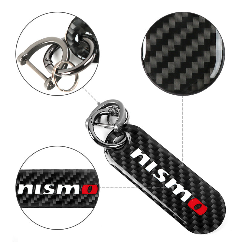 Brand New Universal 100% Real Carbon Fiber Keychain Key Ring For Nismo