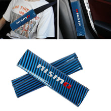 Load image into Gallery viewer, Brand New Universal 2PCS Nismo Blue Carbon Fiber Look Car Seat Belt Covers Shoulder Pad