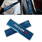 Brand New Universal 2PCS Nismo Blue Carbon Fiber Look Car Seat Belt Covers Shoulder Pad