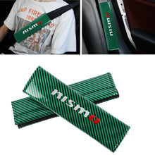 Load image into Gallery viewer, Brand New Universal 2PCS Nismo Green Carbon Fiber Look Car Seat Belt Covers Shoulder Pad