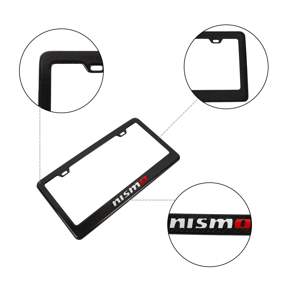 Brand New 1PCS Nismo Real 100% Carbon Fiber License Plate Frame Tag Cover Original 3K With Free Caps