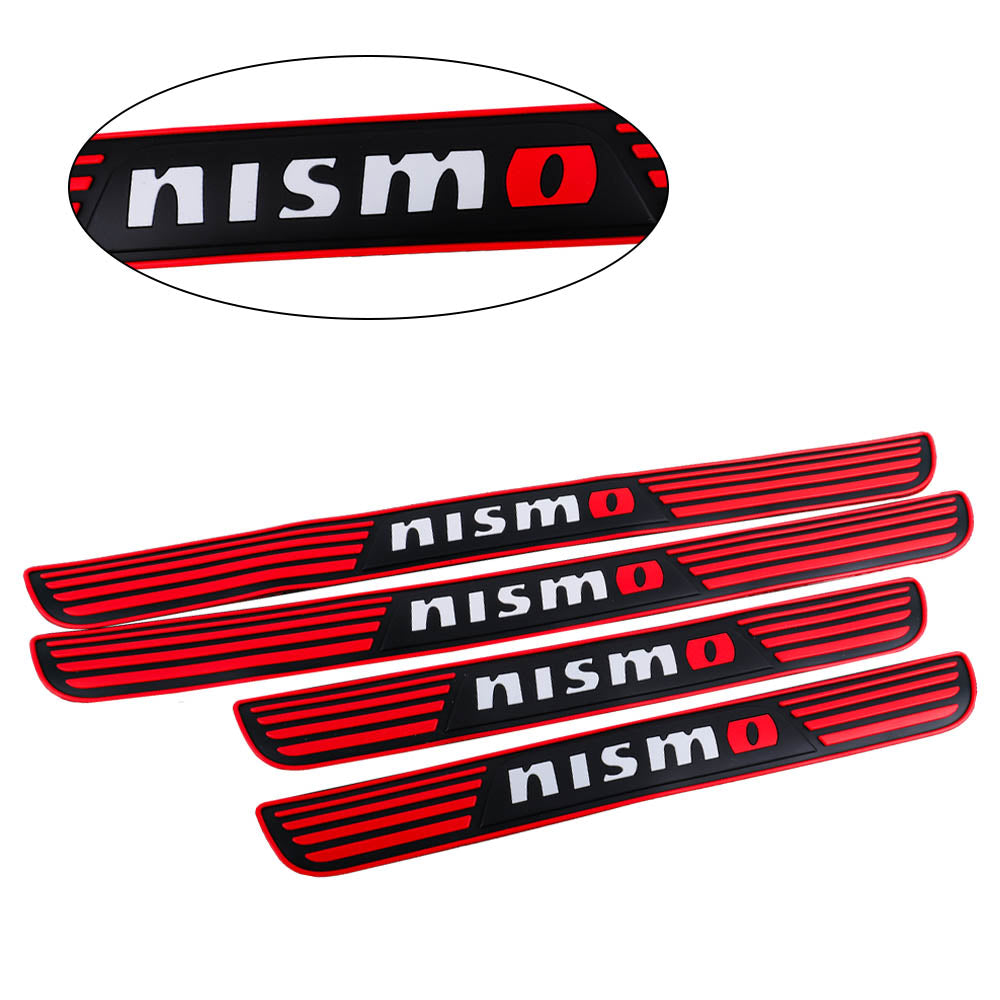 Brand New 4PCS Universal Nismo Red Rubber Car Door Scuff Sill Cover Panel Step Protector V2