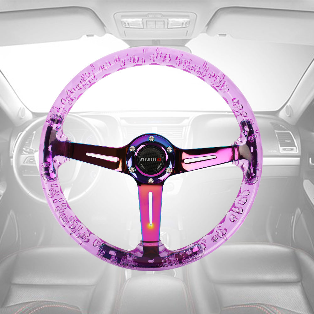 Brand New JDM Nismo Universal 6-Hole 350mm Deep Dish Vip Purple Crystal Bubble Neo Spoke Steering Wheel