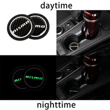 Load image into Gallery viewer, Brand New 2PCS Nismo Glows In The Dark Green Real Carbon Fiber Car Cup Holder Pad Water Cup Slot Non-Slip Mat Universal