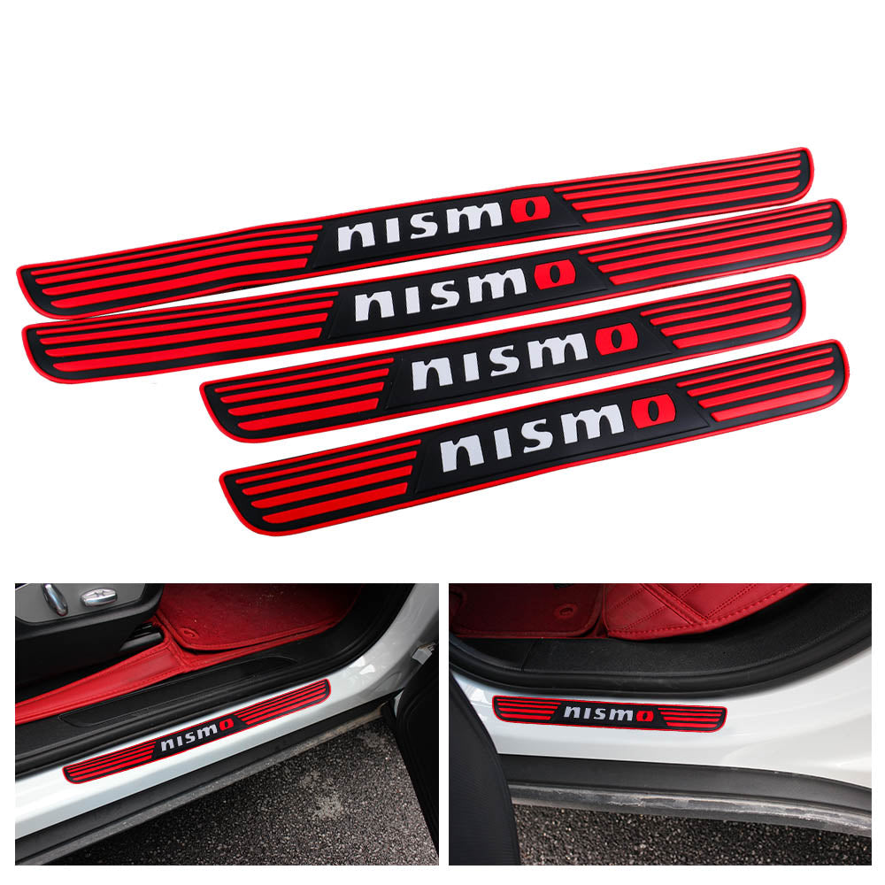 Brand New 4PCS Universal Nismo Red Rubber Car Door Scuff Sill Cover Panel Step Protector V2