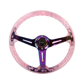 Brand New JDM Nismo Universal 6-Hole 350mm Deep Dish Vip Pink Crystal Bubble Neo Spoke Steering Wheel