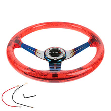 Load image into Gallery viewer, Brand New JDM Nismo Universal 6-Hole 350mm Deep Dish Vip Red Crystal Bubble Burnt Blue Spoke Steering Wheel