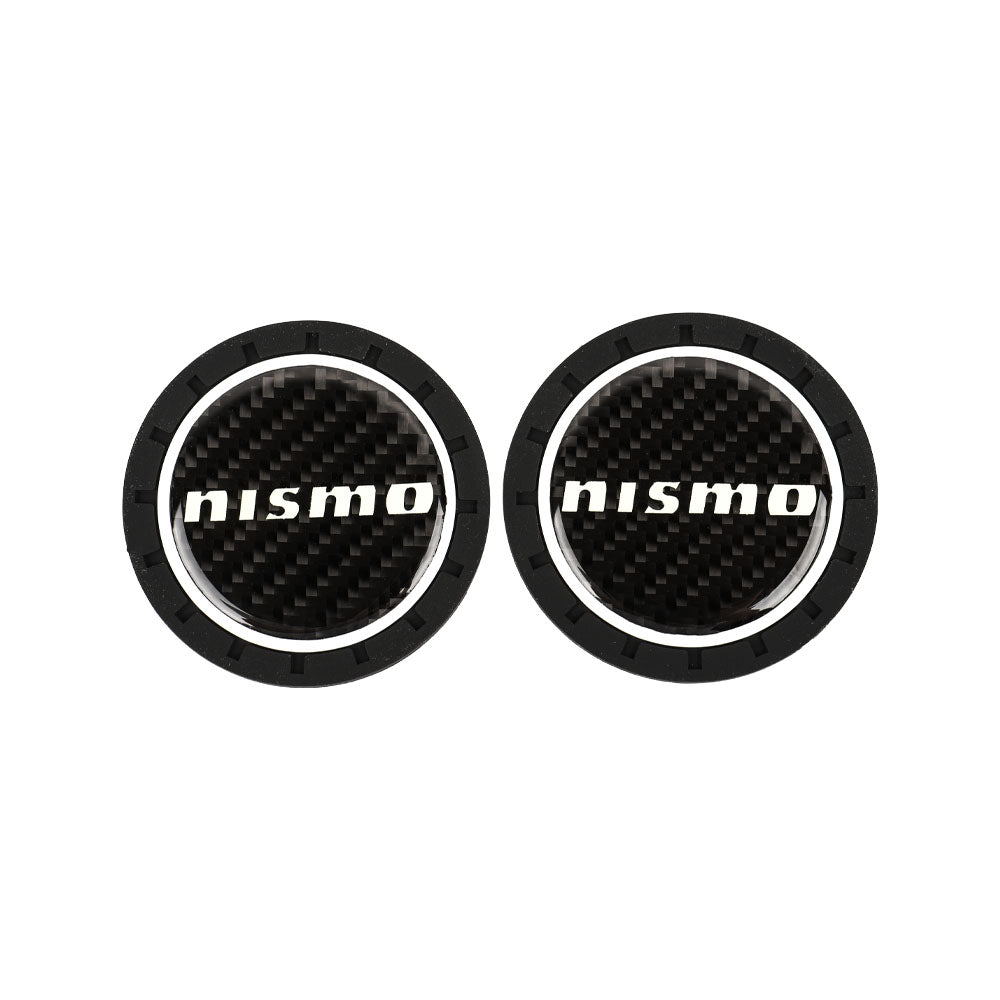 Brand New 2PCS Nismo Glows In The Dark Green Real Carbon Fiber Car Cup Holder Pad Water Cup Slot Non-Slip Mat Universal