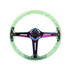 Brand New JDM Nismo Universal 6-Hole 350mm Deep Dish Vip Green Crystal Bubble Neo Spoke Steering Wheel