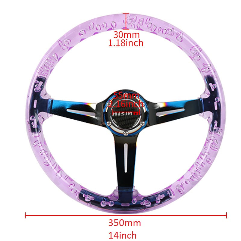 Brand New JDM Nismo Universal 6-Hole 350mm Deep Dish Vip Purple Crystal Bubble Burnt Blue Spoke Steering Wheel