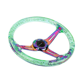 Brand New JDM Nismo Universal 6-Hole 350mm Deep Dish Vip Green Crystal Bubble Neo Spoke Steering Wheel