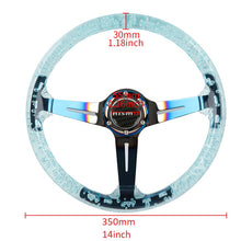 Load image into Gallery viewer, Brand New JDM Nismo Universal 6-Hole 350mm Deep Dish Vip Teal Crystal Bubble Burnt Blue Spoke Steering Wheel