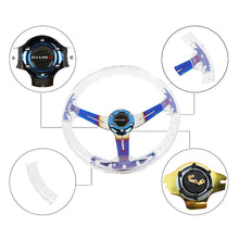 Load image into Gallery viewer, Brand New JDM Nismo Universal 6-Hole 350mm Deep Dish Vip Clear Crystal Bubble Burnt Blue Spoke Steering Wheel