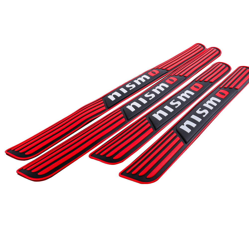 Brand New 4PCS Universal Nismo Red Rubber Car Door Scuff Sill Cover Panel Step Protector V2