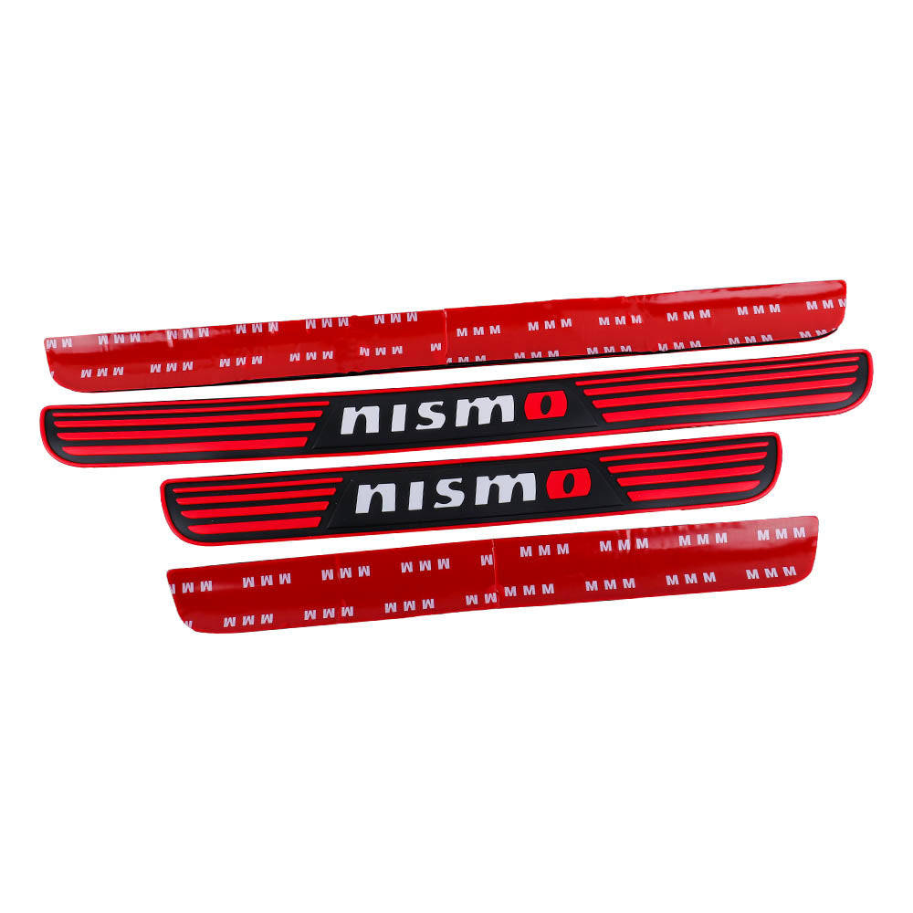 Brand New 4PCS Universal Nismo Red Rubber Car Door Scuff Sill Cover Panel Step Protector V2