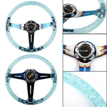 Load image into Gallery viewer, Brand New JDM Nismo Universal 6-Hole 350mm Deep Dish Vip Teal Crystal Bubble Burnt Blue Spoke Steering Wheel