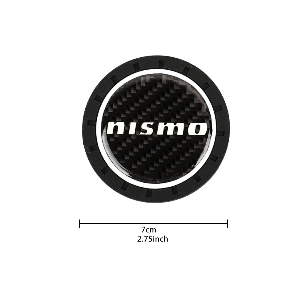 Brand New 2PCS Nismo Glows In The Dark Green Real Carbon Fiber Car Cup Holder Pad Water Cup Slot Non-Slip Mat Universal