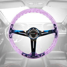 Brand New JDM Nismo Universal 6-Hole 350mm Deep Dish Vip Purple Crystal Bubble Burnt Blue Spoke Steering Wheel
