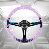 Brand New JDM Nismo Universal 6-Hole 350mm Deep Dish Vip Purple Crystal Bubble Burnt Blue Spoke Steering Wheel