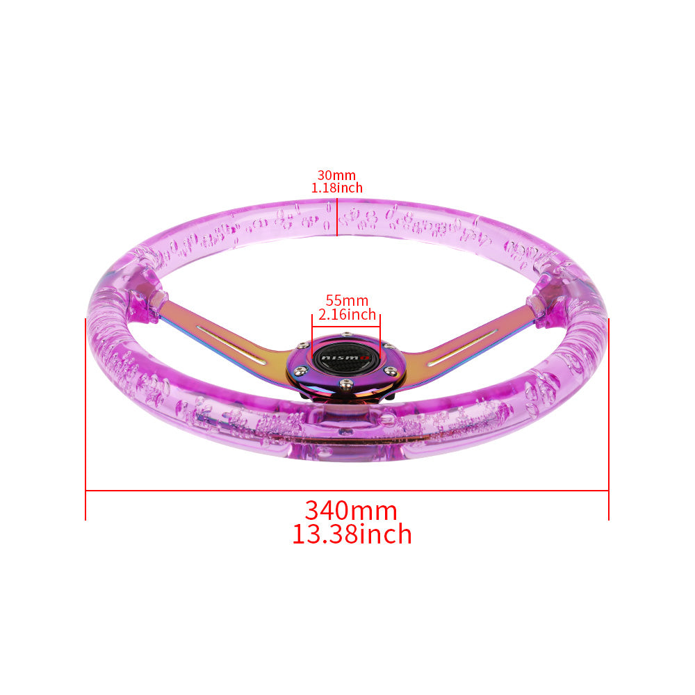 Brand New JDM Nismo Universal 6-Hole 350mm Deep Dish Vip Purple Crystal Bubble Neo Spoke Steering Wheel