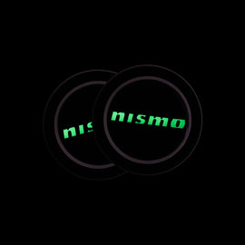 Brand New 2PCS Nismo Glows In The Dark Green Real Carbon Fiber Car Cup Holder Pad Water Cup Slot Non-Slip Mat Universal