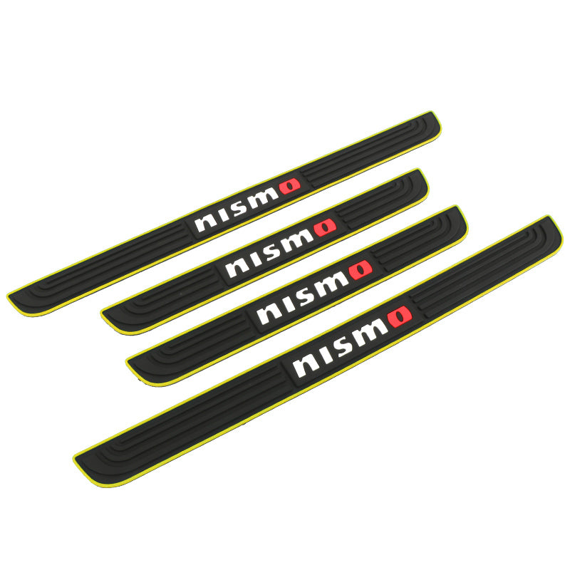 Brand New 4PCS Universal Nismo Yellow Rubber Car Door Scuff Sill Cover Panel Step Protector