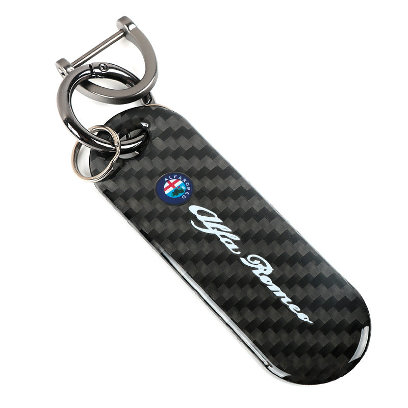 Brand New Universal 100% Real Carbon Fiber Keychain Key Ring For ALFA ROMEO