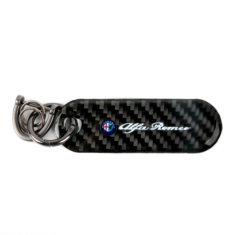 Brand New Universal 100% Real Carbon Fiber Keychain Key Ring For ALFA ROMEO