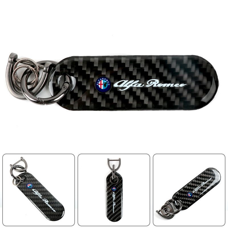 Brand New Universal 100% Real Carbon Fiber Keychain Key Ring For ALFA ROMEO